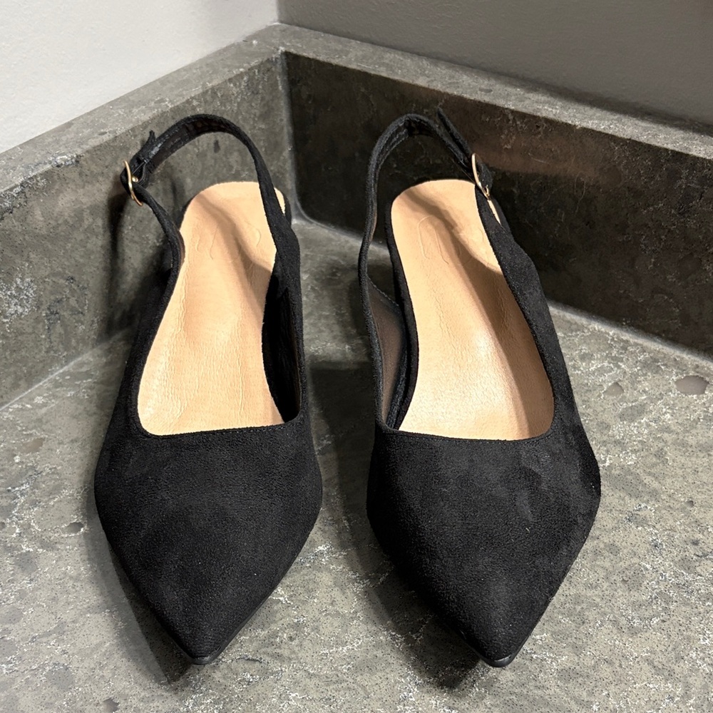 Chic Black Suede Slingback Heels for Women - Picture 2 of 9